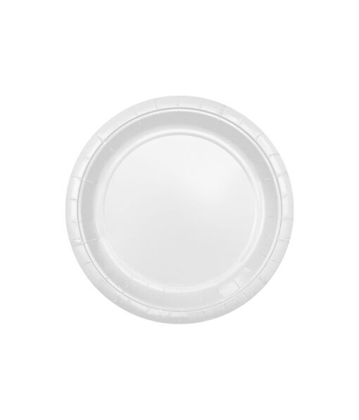Disposable 9inch paper plate in white colour coming in pack of 12