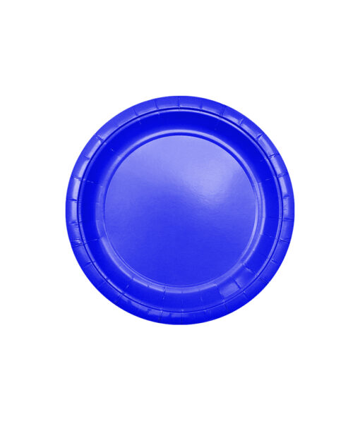 Disposable 9inch paper plate in royal blue colour coming in pack of 12
