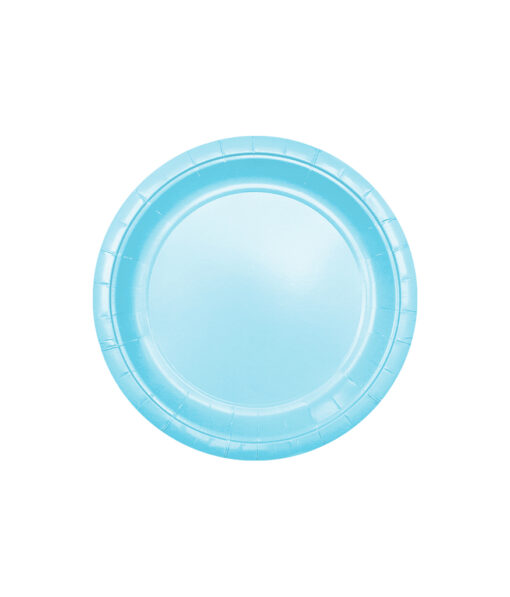 Disposable 9inch paper plate in light baby blue colour coming in pack of 12