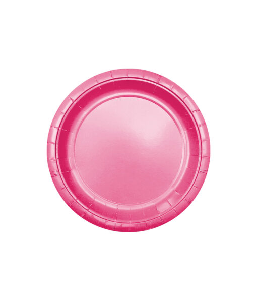 Disposable 9inch paper plate in hot pink colour coming in pack of 12