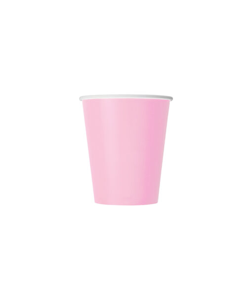 Disposable 9oz paper cup in light baby pink colour coming in pack of 20