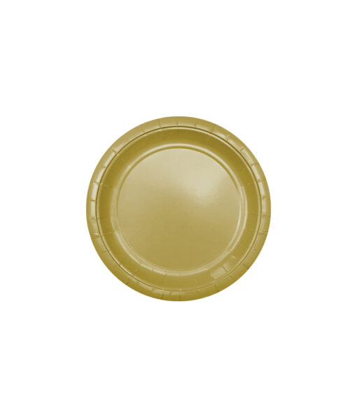 Disposable 7inch paper plate in metallic gold colour coming in pack of 20