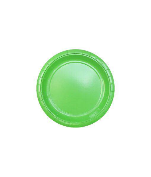 Disposable 7inch paper plate in lime green colour coming in pack of 20