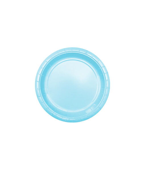 Disposable 7inch paper plate in light baby blue colour coming in pack of 20