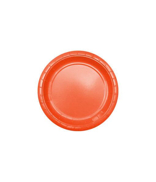 Disposable 7inch paper plate in orange colour coming in pack of 20