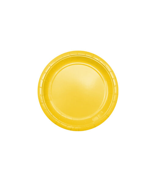 Disposable 7inch paper plate in yellow colour coming in pack of 20