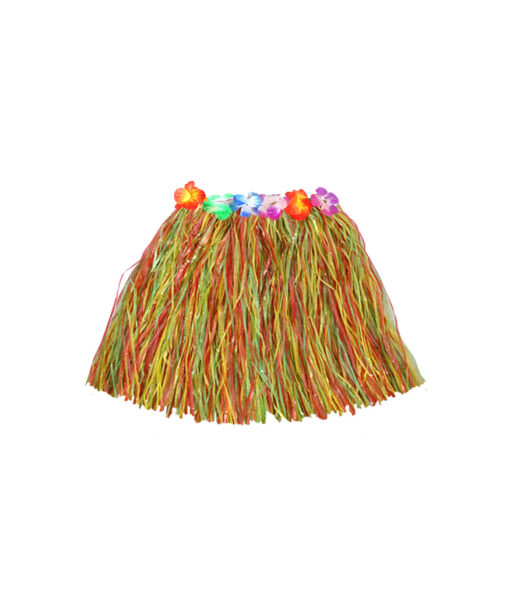 Short hula skirt with flowers in rainbow colour in size of 40cm