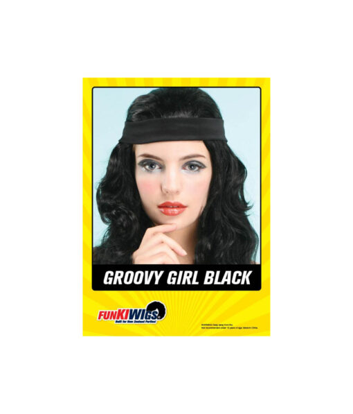 Groovy girl wig in black with wavy hair