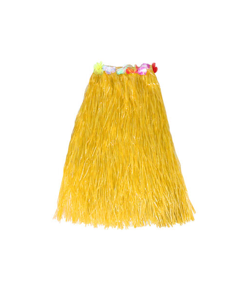 Long hula skirt with flower in yellow colour in size of 80cm