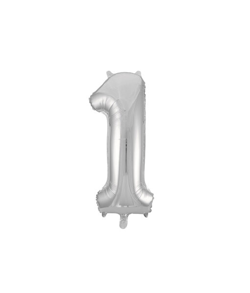 Silver "1" number symbol foil balloon