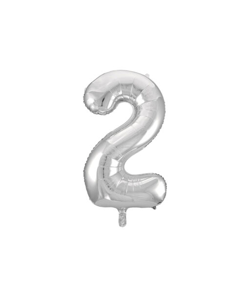 Silver "2" number symbol foil balloon