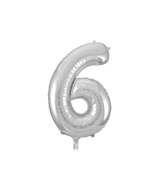 Silver "6" number symbol foil balloon