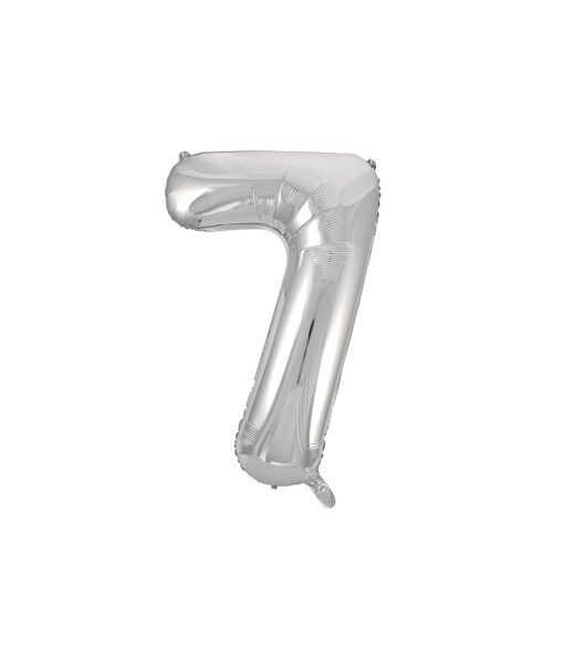 Silver "7" number symbol foil balloon