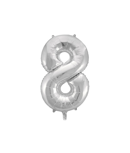 Silver "8" number symbol foil balloon