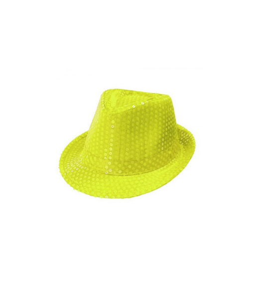 Neon yellow sequin fedora