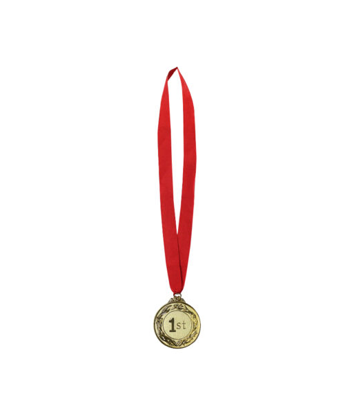 Gold medal for 1st first place with red strap