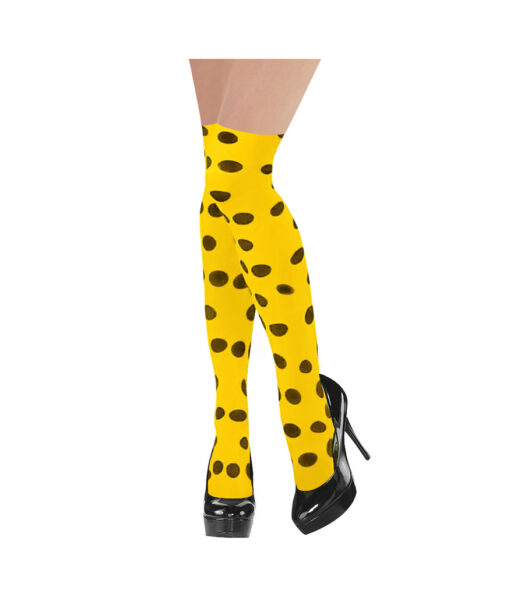 Yellow with black dots thigh high stockings