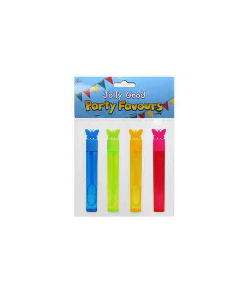 Butterfly top bubble set with bubble bottle and wand coming in pack of 4