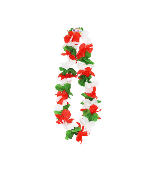 Mixed Colour Flower Lei (Red, Green & White)