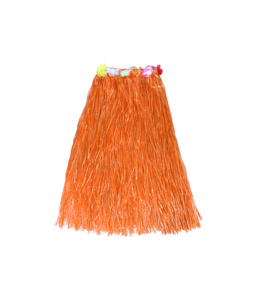 Long hula skirt with flower in orange colour in size of 80cm