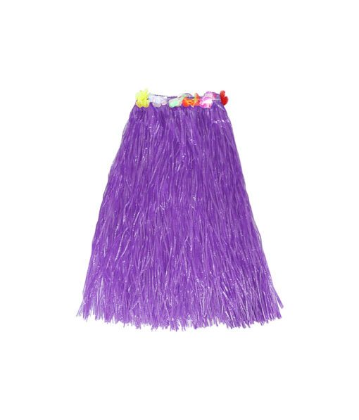 Long hula skirt with flower in purple colour in size of 80cm