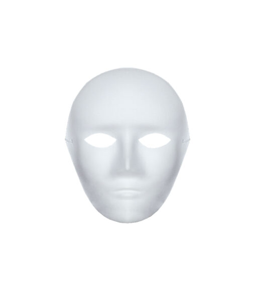 Blank white paintable paper mask with blank face design and shape