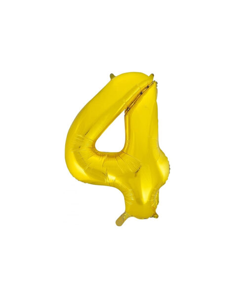 Golden "4" number symbol foil balloon