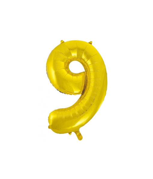 Golden "9" number symbol foil balloon