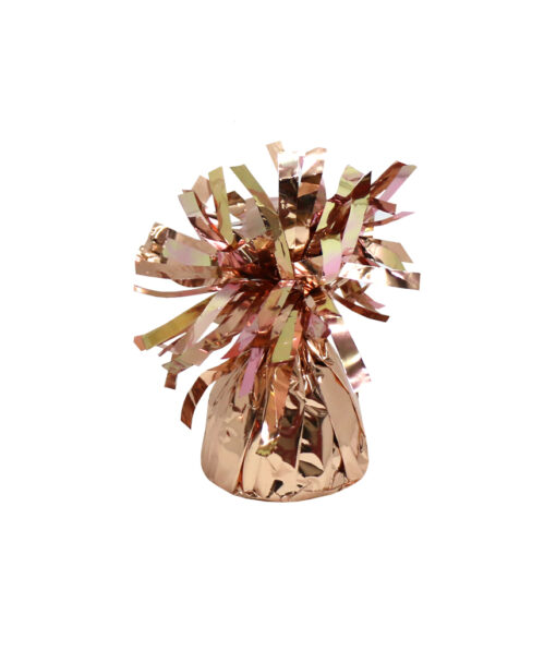 Rose gold foil balloon weight with decorative fringe