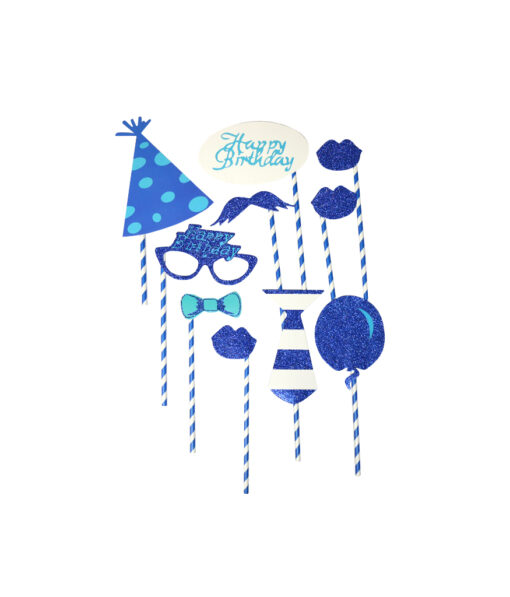 Blue birthday party photo props