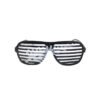 Black shutter glasses with white fern design going across