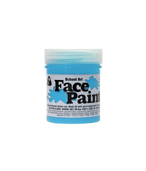 Blue face paint for school art, decoration and costumes coming in 60ml tub