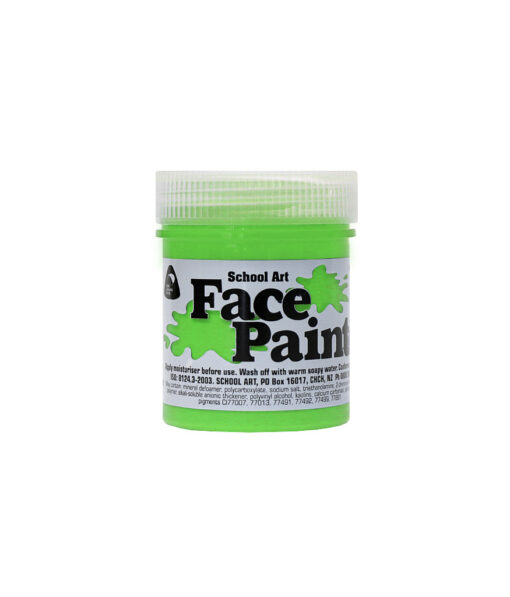 Green face paint for school art, decoration and costumes coming in 60ml tub