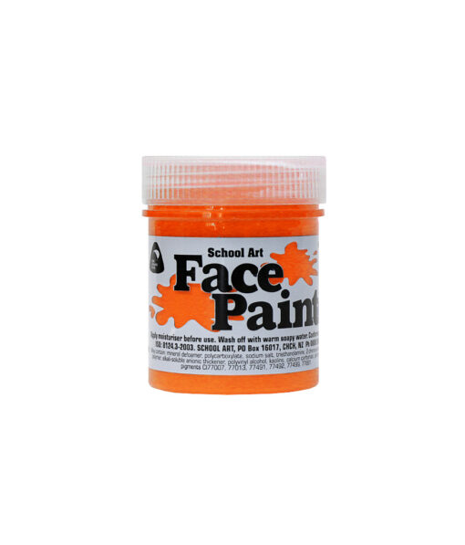 Orange face paint for school art, decoration and costumes coming in 60ml tub
