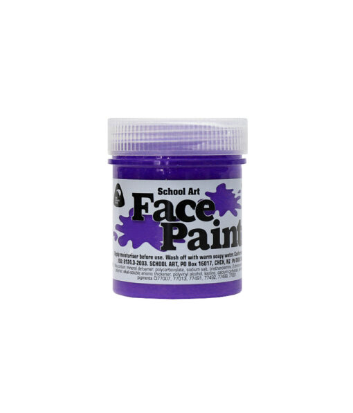 Purple face paint for school art, decoration and costumes coming in 60ml tub