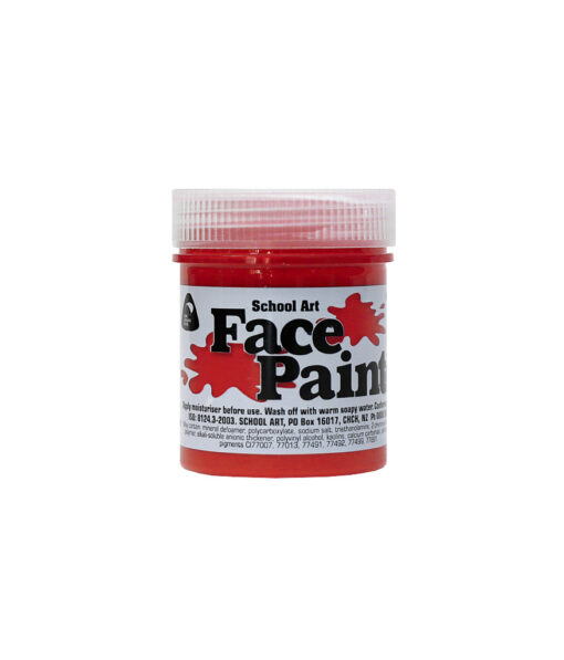 Red face paint for school art, decoration and costumes coming in 60ml tub