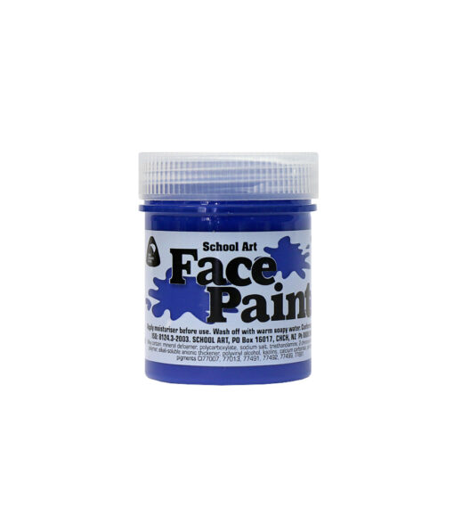 Royal blue face paint for school art, decoration and costumes coming in 60ml tub