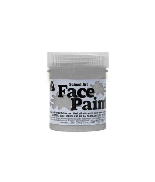 Silver face paint for school art, decoration and costumes coming in 60ml tub