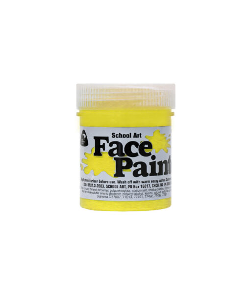 Yellow face paint for school art, decoration and costumes coming in 60ml tub