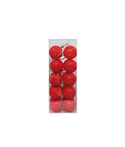 String lights in cotton ball design in red colour coming in pack of 20 and 2m length