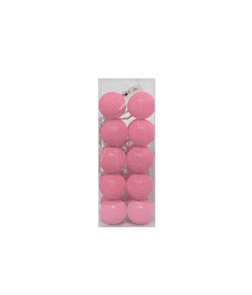 String lights in cotton ball design in light pink colour coming in pack of 20 and 2m length