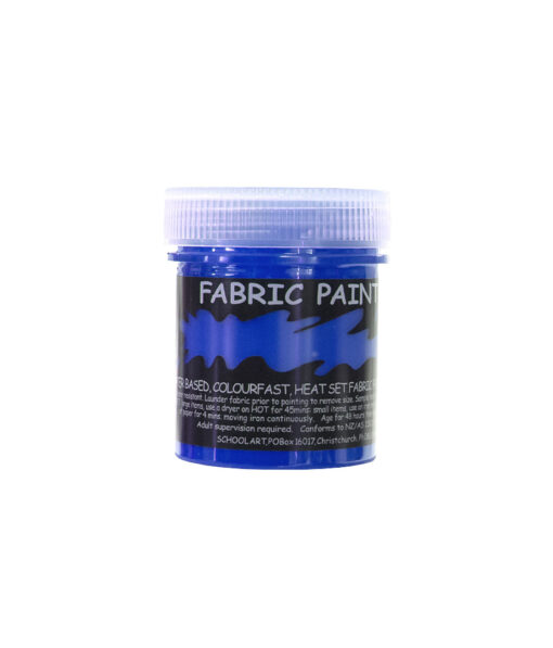 Blue fabric paint in 60ml tub with heat set application