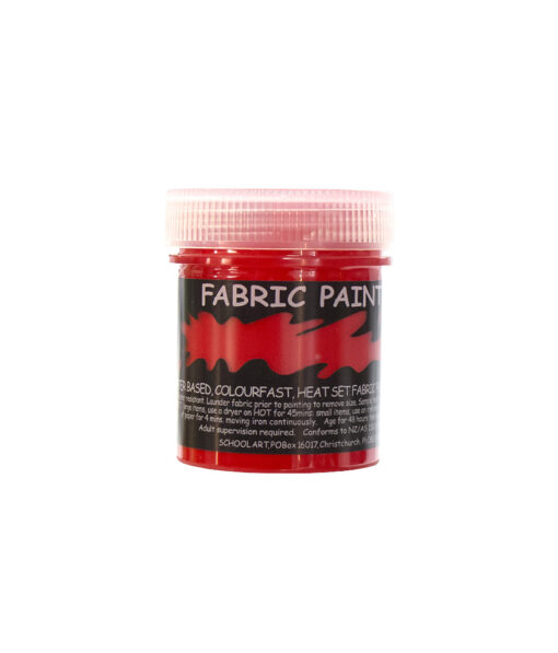 Red fabric paint in 60ml tub with heat set application