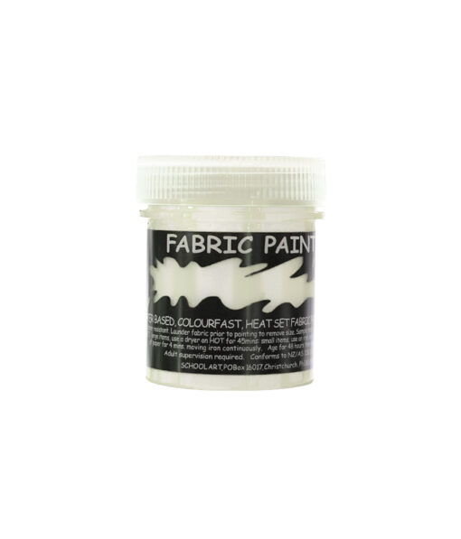 White fabric paint in 60ml tub with heat set application