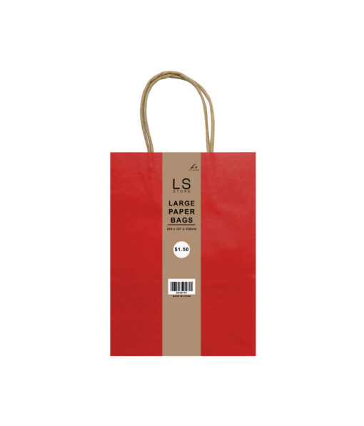 Large paper bag with red colour coming in pack of 2