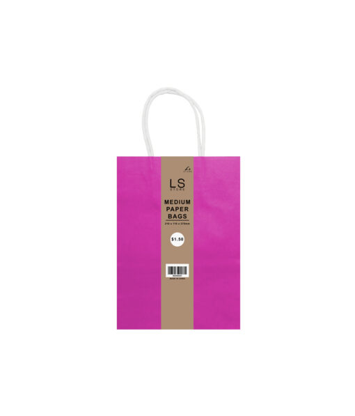Medium paper bag with hot pink colour coming in pack of 3