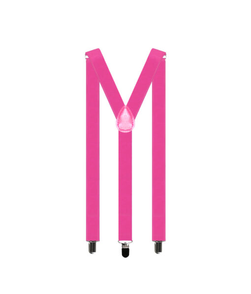 Hot pink suspenders with Y back design and adjustable straps