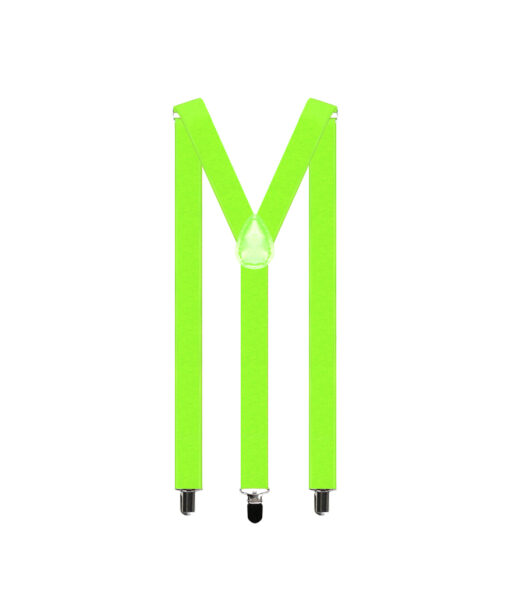 Neon green suspenders with Y back design and adjustable straps