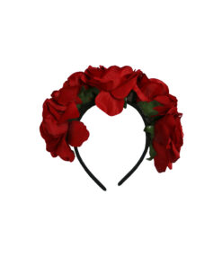 Headband with red rose petal design