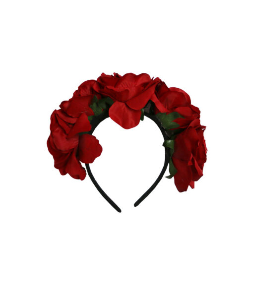 Headband with red rose petal design